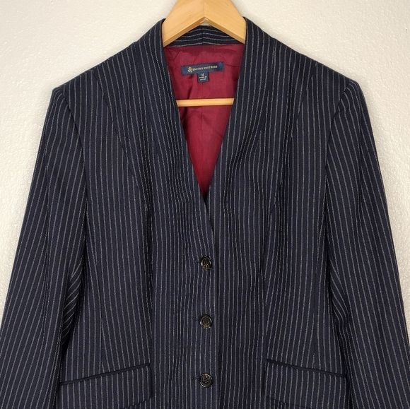 Brooks Brothers Wool Blend Pinstripe Front Button Business Office Coats Blazer - Picture 3 of 15